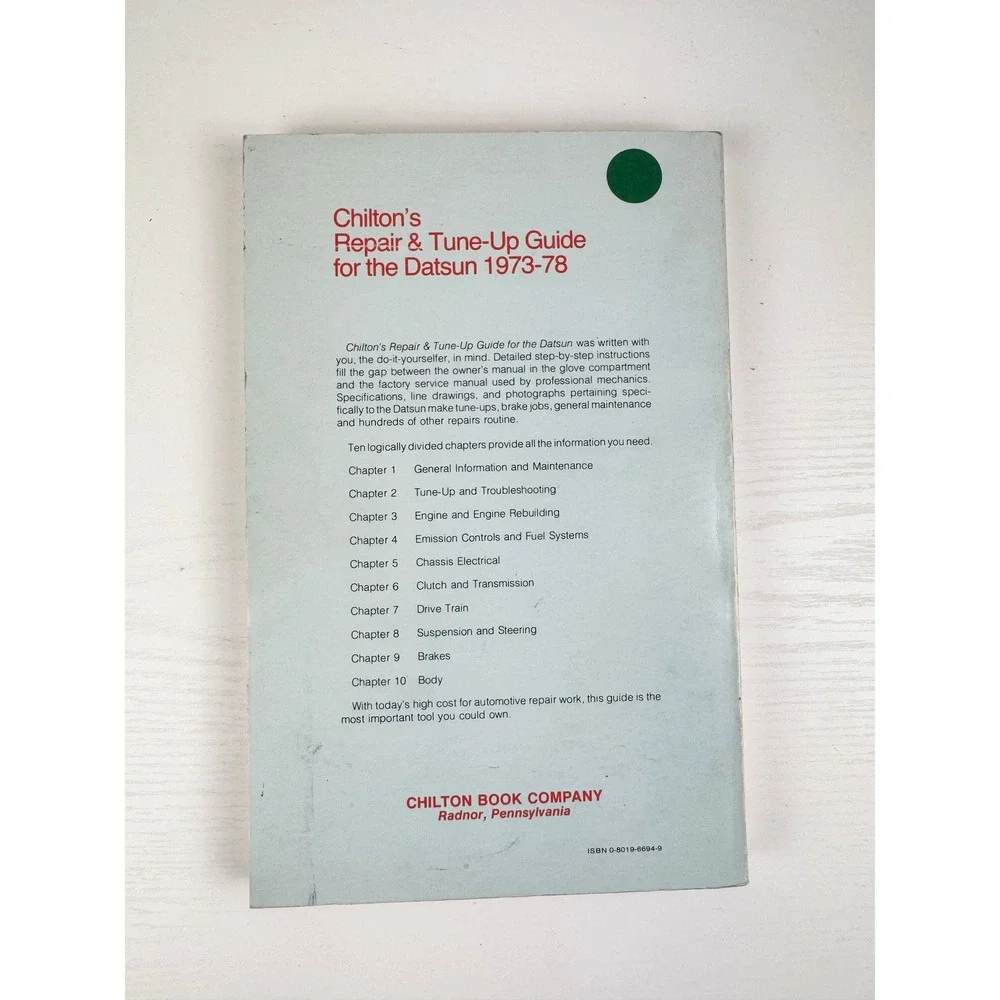 Chilton Datsun 1973-1978 Repair Tune Up Guide Manual Vintage 510 610 710‎  200SX
